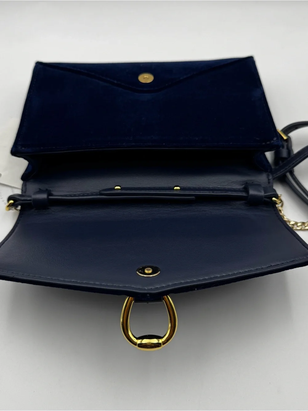 LAUREN RALPH LAUREN Bennington Velvet Envelope Crossbody Evening Bag Navy